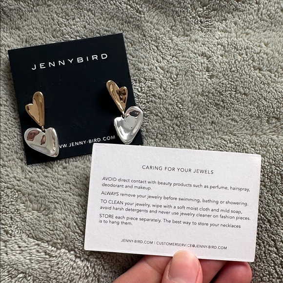 JENNY BIRD Layla Two Toned Sterling Silver Heart Drop Earrings - Picture 6 of 6